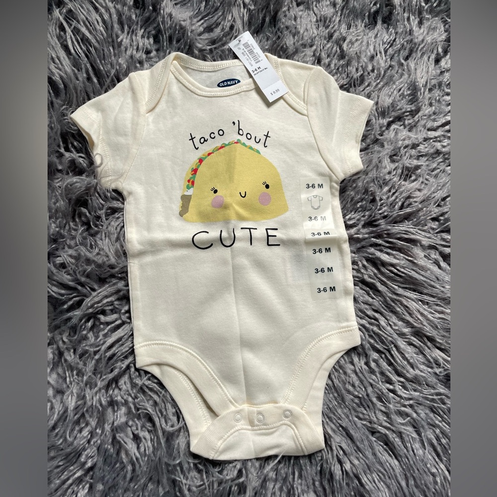 Old Navy Cream Taco Graphic Bodysuit
